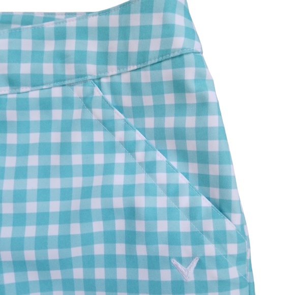Callaway Opti-Dri Teal‎ White 7 Inch Checkered Golf Shorts Size: 10 NWOT - Picture 3 of 7